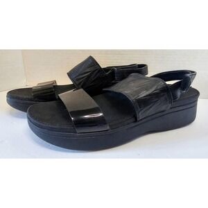 Vionic Karleen Platform Sandals Black Leather Adjustable Straps EU 41‎ US 9